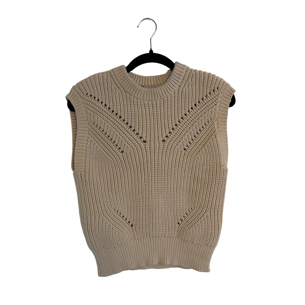Madewell Pointelle Ribbed Sweater Vest Cream/Beige XXS